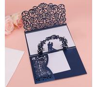 Wedding Card for Bride & Groom, Pop-Up Anniversary Congratulations Card with Envelope Pages Marriage Cards for Newlyweds Bridal Shower Engagement Greeting Gifts & Supplies (Deep Blue)