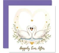 Wedding Card for Couples - Happily Ever After Swan - Congratulations Gifts, Congrats Well Done Card for Friends Family Colleague Neighbour, 145mm Happy Marriage Greeting Cards