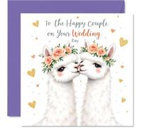 Wedding Card for Couples - Happy Couple Alpaca - Congratulations Gifts, Congrats Well Done Card for Friends Family Colleague Neighbour, 145mm Happy Marriage Greeting Cards