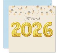 Wedding Card for Couples - Just Married 2026 - Congratulations Gifts, Congrats Well Done Card for Friends Family Colleague Neighbour, 145mm Happy Marriage Greeting Cards
