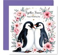 Wedding Card for Couples - Together Forever Penguin - Congratulations Gifts, Congrats Well Done Card for Friends Family Colleague Neighbour, 145mm Happy Marriage Greeting Cards