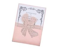 Wedding Card Invitation With Lace Bow, Laser Cutting, Invitation Card For Wedding, Engagement, Birthday, Baptism, Elegant(Pink,30 PCS)