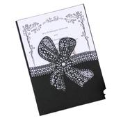 Wedding Card Invitation With Lace Bow, Laser Cutting, Invitation Card For Wedding, Engagement, Birthday, Baptism, Elegant(Black,30 PCS)