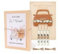 Wedding Card Money Holder with Present Box, Board, Bundles, Handmade Tag Wood Wedding Congratulations Card for Party Engagement Anniversary