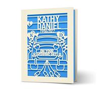 Wedding Card Personalised Wedding Card Custom Wedding Anniversary Card Wedding Greeting Card Laser Cut Congratulations Cards for Bride Groom New Couples On Your Wedding Day (Blue)