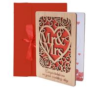 Wedding Card Personalised Wooden Wedding Day Congratulations Greeting Card Detailed Design Mr and Mrs Gifts Just Married Card for Bride and Groom Newlyweds New Couple Anniversary (4.33In×5.9In)