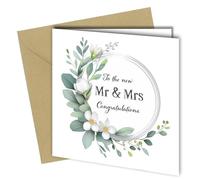 Wedding Card 'to the new Mr & Mrs' Eucalyptus Disign #1684