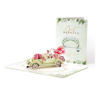 Wedding Card, Wedding Cards for Bride and Groom, Just Married 3D Pop Up Wedding Greeting Cards, Folding Card for Engagement, Wedding, Anniversary, Valentine's Day (Green)