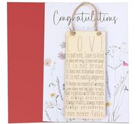 Wedding Card with Wooden Fridge Magent Sign - Love is patient, love is kind.