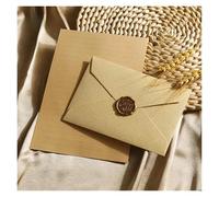 Wedding Cards 1/5 Set Deluxe Linen Envelope And Letter With Wax Seal For DIY Gifts, Wedding Invitations And Office Use(Yellow-5 sets)