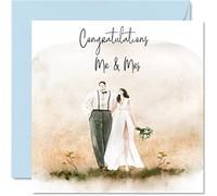 Wedding Cards for Bride and Groom - Congratulations Mr & Mrs - Happy Wedding Day Cards Congratulations, Congrats Well Done Just Married Card, 145mm Marriage Greeting for Couples
