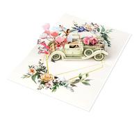 Wedding Cards for Bride and Groom, Just Married 3D Pop Up Wedding Card Gift Greeting Card for Engagement Beautiful Just Married Cards for Anniversary, Valentine's Day, Bridal Shower, Engagement