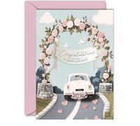 Wedding Cards for Bride and Groom - To The Happy Couple - Wedding Day Cards Congratulations, Congrats Well Done Just Married Card, A5 Marriage Greeting Cards for Couples