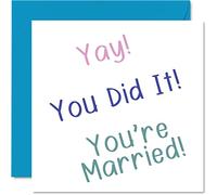 Wedding Cards for Bride and Groom - Yay You Did It You're Married - Happy Wedding Day Cards, Congrats Well Done Just Married Card, 145mm Marriage Greeting Cards for Couples