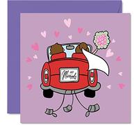 Wedding Cards for Bride Groom - Just Married - Happy Wedding Day Cards Congratulations, Congrats Well Done Mr & Mrs Card, 145mm Marriage Greeting for Couples
