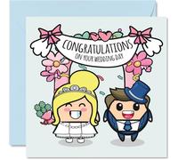 Wedding Cards for Couples - Congratulations on your Wedding Day - Congrats Well Done Card, Gifts for Newlyweds, 145mm Marriage Greeting Cards Fiance Fiancee