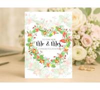 Wedding Cards For Couples Cute Funny Congratulations Mr And Mrs Newlywed Marriage Card Collection Bride Groom Modern Designs (Floral Heart)