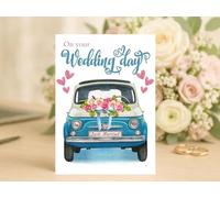 Wedding Cards For Couples Cute Funny Congratulations Mr And Mrs Newlywed Marriage Card Collection Bride Groom Modern Designs (Car and Flower)
