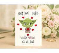 Wedding Cards For Couples Cute Funny Congratulations Mr And Mrs Newlywed Marriage Card Collection Bride Groom Modern Designs (Yoda Be)