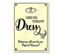 Wedding Cards FUNNY I need you to hold my dress while I pee Will you be my Bridesmaid Maid of Honour Matron Flower Girl Chief (Ivory/Cream Paper 300 gsm, Foldable Card)