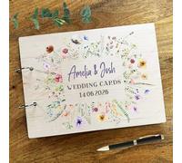 Wedding Cards Wildflower Wedding Memories Keepsakes Wedding Card Keeper Book | Greeting Card Keeper Book | Card Storage Book | Wooden Greeting Card Organiser