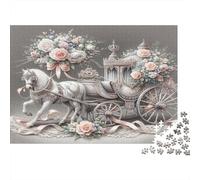 Wedding Carriage Jigsaw for Adults Teens: Horse Carriage with Roses Educational Game for Wall Decoration And Gifts 38x26cm/1000pcs