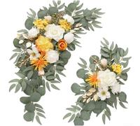 Wedding Ceremony Flower Swag 60cm Realistic Silk Bloom(Yellow)