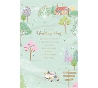 Wedding Congratulations Card - Classic Car on Church Field with Embossed Foil Details - Eco-Friendly - by Words and Wishes