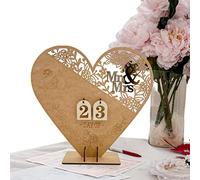 Wedding Countdown Calendar - Days Until Wedding Day Calendar | Hollow Out Mr & Mrs/LOVE Rustic Wedding Sign for Marriage Decor, Engagement, Bridal