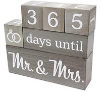 Wedding Countdown Calendar Wooden Blocks - Engagement Gifts - Bride to Be - Bridal Shower Gift - Engaged - Engagement Gifts for Couples - Rustic Gray with White Numbers