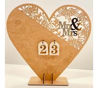 Wedding Countdown Sign, MR&MRS Wooden Days Until Our Wedding Planning Plaque Calendar for Engaged Couples, Engagement Gifts for Couples, Bride to Be Wedding Decorations