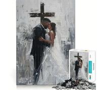 Wedding Couple Under Cross 1000-piece Jigsaw Puzzles Brain Focus Game Expert Cutting Craftsmanship Fascinating Hobby for Idle Moments (38x26cm)