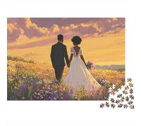 Wedding Couple Walk 1000 Pieces Wedding Couple Recycled Cardboard Puzzle for Rainy Day Indoor Activity Family Game Night Senior Citizens Senior Centre Activity Gift 52x38cm/1000pcs