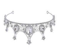 Wedding Crown Baroque Style Tiara for Women, Silver Rhinestone | Zinc Alloy and Acrylic Details, Vintage Antique Style, Photo Prop for Wedding and Engagement Parties