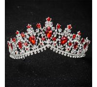 Wedding Crown Bridal Tiara Marriage Hair Accessories For Bride Rhinestone Headbands Headpieces H001 Silver Red