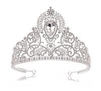 Wedding Crown Crystal Crown Retro Crown Rhinestone Baroque Crown Tiara Party Bridal Hair Accessories (Color : Red, Size : Crown)