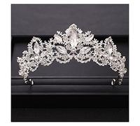 Wedding Crown Gold Silver Color Rhinestone Crystal Diadem Queen Crown Princess s Bridal Hair Jewelry Party Hair Accessories (Metal color : Champagne Gold)