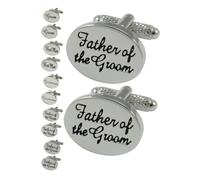 Wedding Cufflinks for Father of the Groom + Presentation Box - Cufflinks for Men - Solid Brass Metal - Oval Design - Wedding Gift - Silver Colour - One Pair