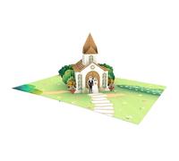 Wedding Day Card -3D Pop Up Card Featuring a Church and Couple - Perfect for Weddings & Marriage