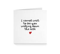 Wedding Day Card for Him Her - Down The Aisle Red Heart For Bride Groom Husband Wife