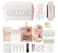 Wedding Day Emergency Kit for Bride, Bridal Emergency Kit for Wedding Day Items, Wedding Day Essential Supplies with Makeup Bag for Bride