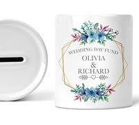 Wedding Day Fund Savings Jar Personalised Engagement Gift Piggy Bank Engaged To Be Married Gifts Money Box For Couples Custom Names Memorable Ceramic Keepsake