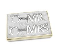 Wedding Day Gift - Silver Plated "Mr & Mrs" Key Rings Keyring Set