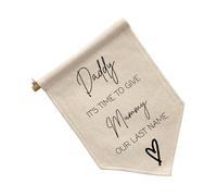 Wedding Decor - Elegant Wedding Sign Aisle Decoration Bride Flag, Daddy Here Comes Mummy (Daddy IT'S TIME TO GIVE Mummy OUR LAST NAME)