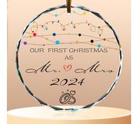 Wedding Decor for Couples 2024, First Married Ornament as Men Women 2024, Unique Wedding Festival Ornament for Couples, Bridal Shower Decors Wedding Keepsake (Glass)