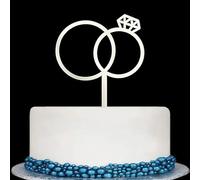 Wedding Diamond Ring Mr&Mrs Cake Topper, Bride and Groom Cake Topper, Mirror Silver Acrylic