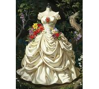 Wedding Dress Diamond Art Kits Adults, 5D DIY Diamond Painting Flower Diamond Art Kits for Kids Beginners, Full Drill Square Diamond Dots Crystal Art Embroidery Kits, Home Wall Decor Gifts 30x40cm 9-4