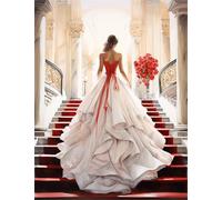 Wedding Dress Diamond Painting Kits for Adults Beginners - Palace Diamond Art Kits for Adults, DIY Full Round Drill Diamond Gem Art Embroidery Cross Stitch Kit for Home Wall Room Decor 40x50cm ME-801