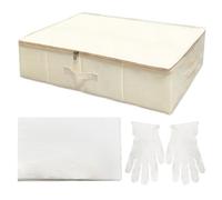 Wedding Dress Storage Box, Wedding Dress Preservation Box with 40 Sheets and 1 Pair Microfiber Gloves of Acid Free Tissue Paper for Storage Wedding Dress Storage Box Kit (Rectangular)