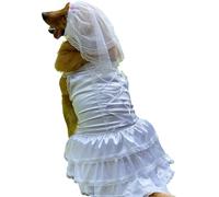 Wedding Dress With Head Pieces, Luxury Lace Bride Costume for Dogs - Soft Comfortable Party Apparel for Small Medium Large Pets White XXXL